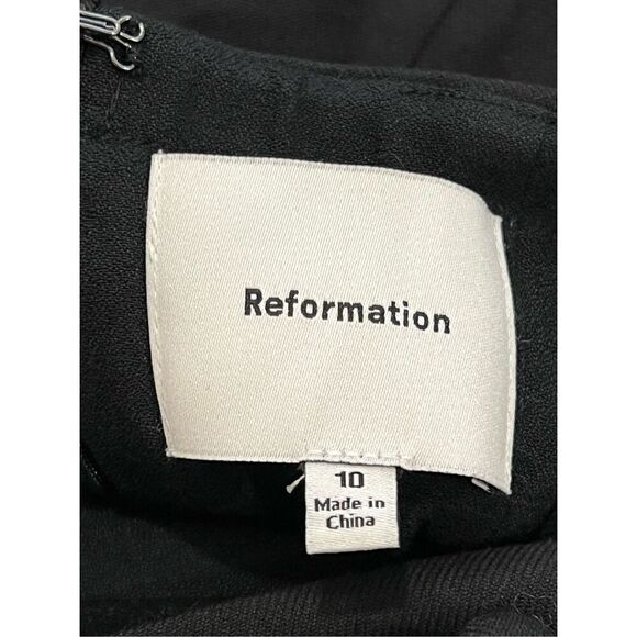 Reformation Women's Black Open Back Button-Down Peplum Summer Top Size 10 NWOT - Picture 9 of 11